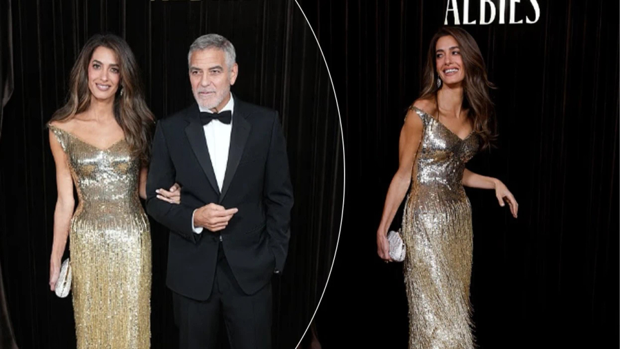 Amal Clooney shkëlqen me fustan të artë Gucci në mbrëmjen bamirëse The Albies