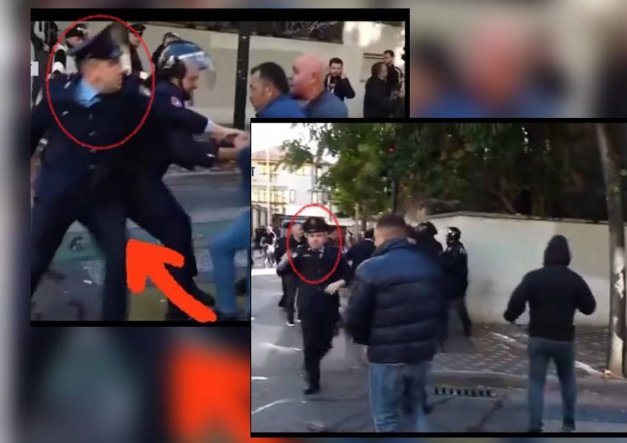 VIDEO  Olgert Torba  drejtori i Policisë së Tiranës  u vërsulet protestuesve