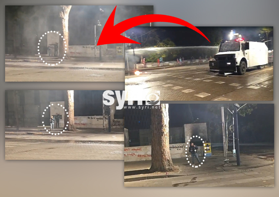 Shikoni momentin kur policia qëllon me ujë grupin e xhirimit të Syri TV