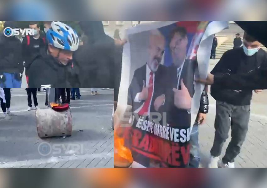  Nuk ka dialog   Studentët djegin shiltet e karrigeve prej guri dhe foton e Ramës me padronin e tij  Vuçiç