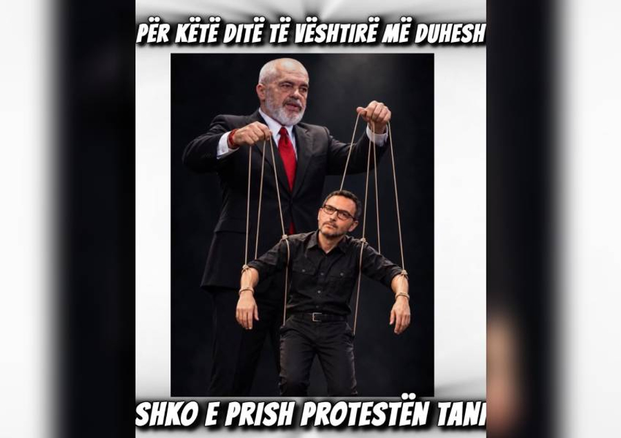 Deputetët e PD publikojnë karikaturën që po bën xhiron e rrjeteve sociale  Qori   vegla qorre  e Ramës për të përçarë protestën
