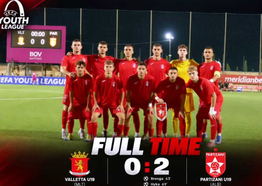 UEFA Youth League  Partizani U 19 shkëlqen në Maltë  të kuqtë hedhin hapin e parë drejt kualifikimit
