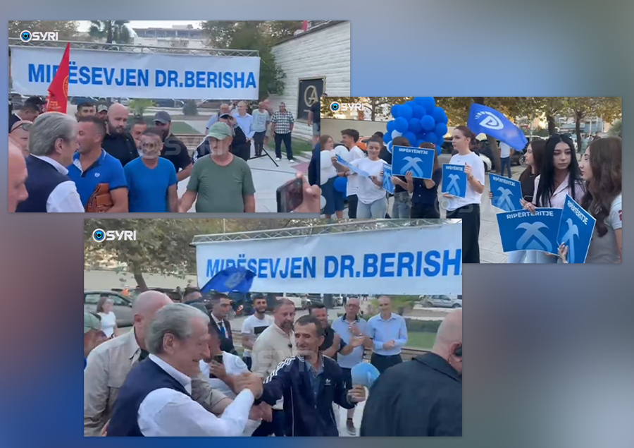 Sali Berisha mbërrin në Vlorë  pritet me entuziazëm nga simpatizantë dhe mbështetës të PD