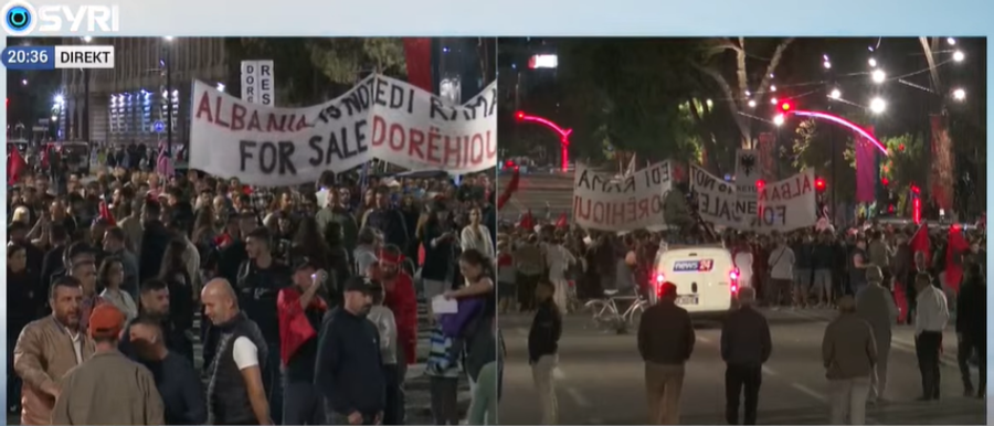 Qytetarët përmbyllin fjalimet te Kryeministria  protestuesit nisin marshimin në rrugët e Tiranës