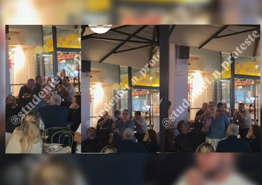  Burg  Burg   Të rinjtë kapin  mat  Bledi Çuçin në lokal  Delina Fico i godet nga tavolina  ish ministri i nxjerr gishtin e mesit